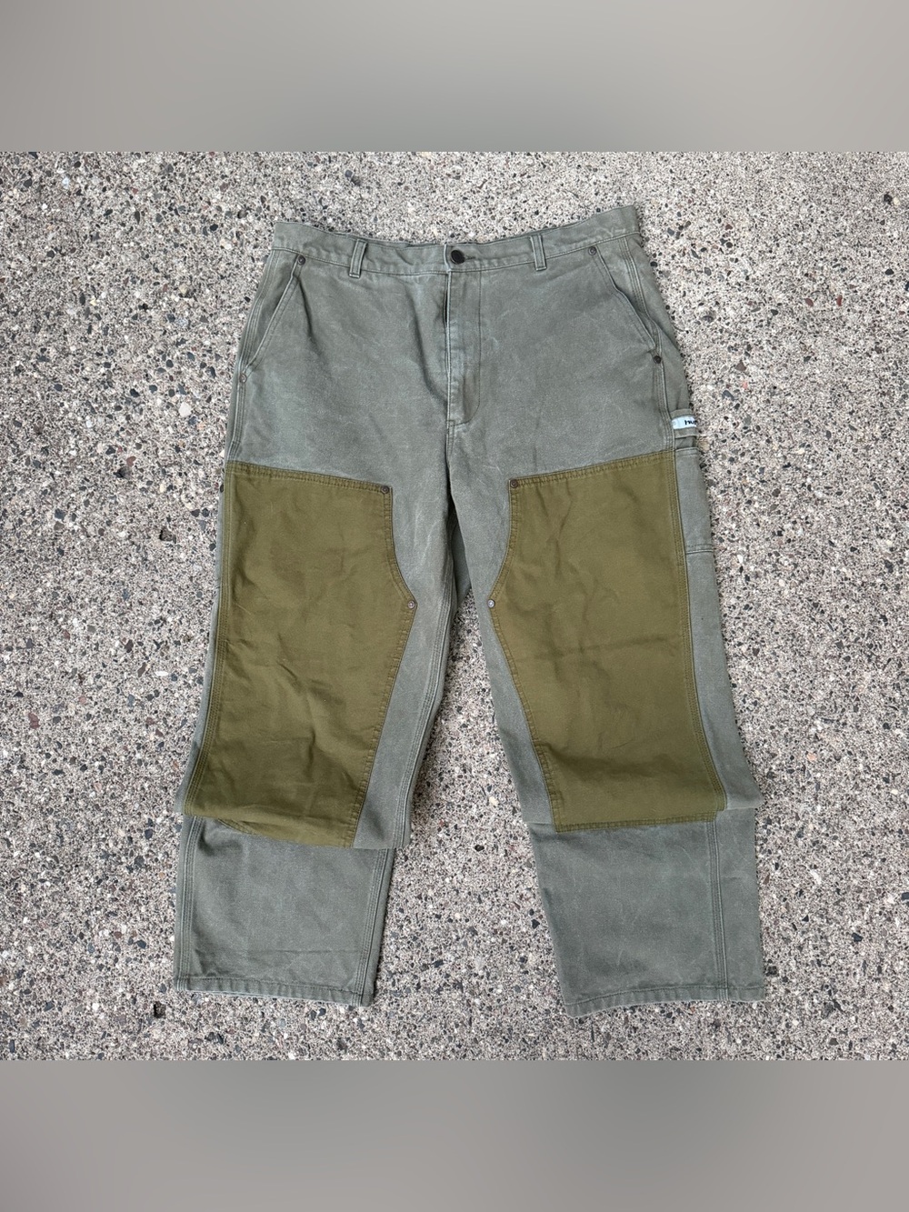 Y2K HUF Two-Tone Olive Double Knee Work Pants